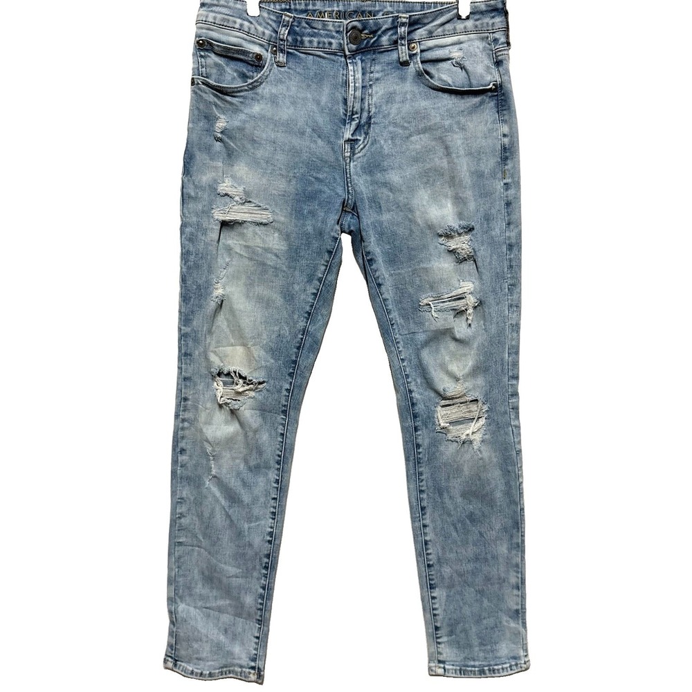 American Eagle Mens Jeans Skinny Ripped Stretch Denim Next Level Flex Sz 31x30